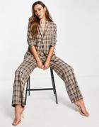 Asos Design Extreme Man Suit Blazer In Brown Plaid-multi