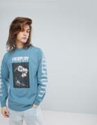 Fairplay Long Sleeve T-shirt With Rose Back Print In Blue - Blue