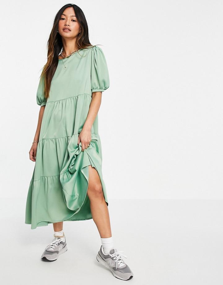 Heartbreak Tiered Midi Dress In Mint-green