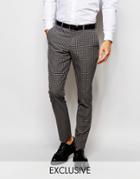 Selected Homme Exclusive Gingham Suit Pants In Skinny Fit - Charcoal