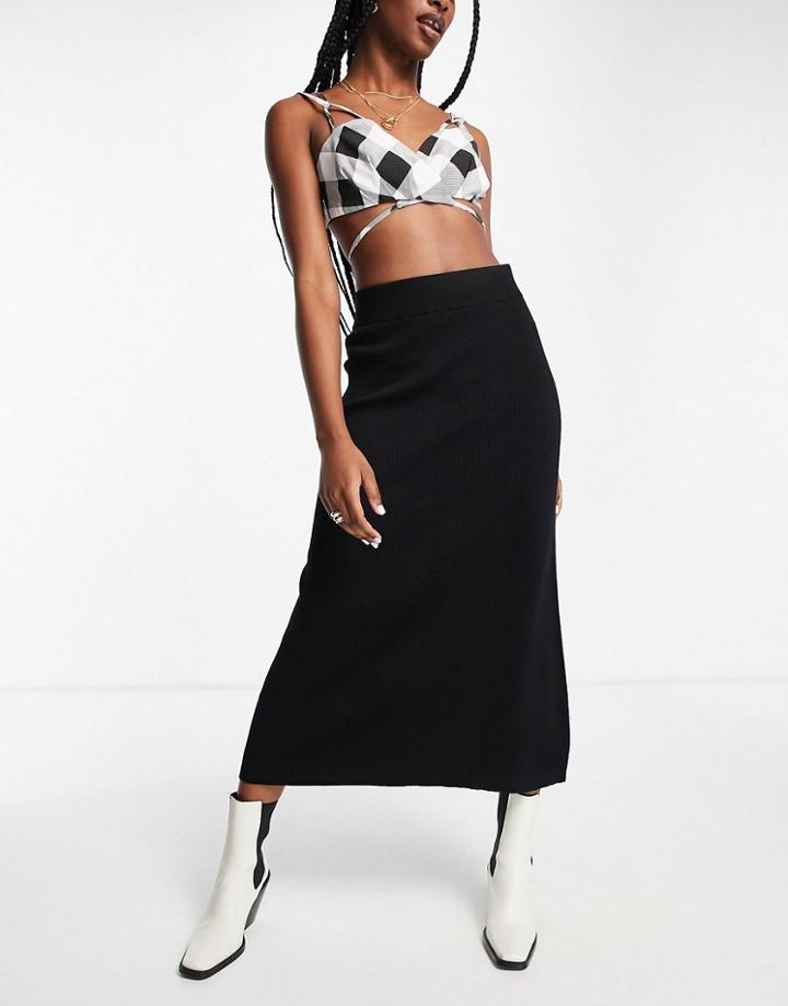 & Other Stories Knitted Midi Skirt In Black