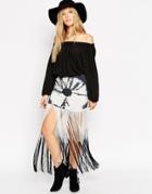 Asos Mini Skirt In Tie Dye With Ombre Fringe - Multi