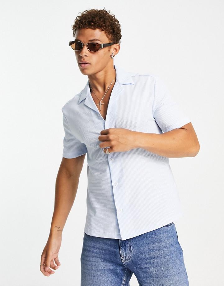 River Island Textured Print Shirt In Blue