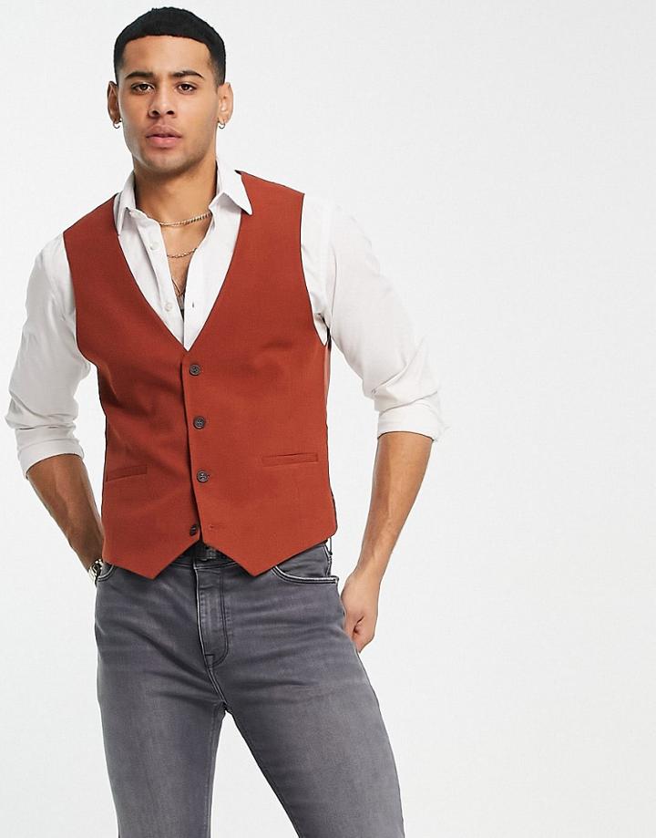 Bolongaro Trevor Wedding Super Skinny Fit Vest-brown