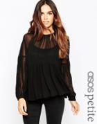 Asos Petite Tiered Peasant Blouse - Black