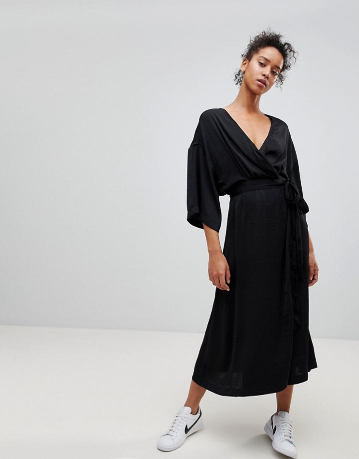 Moss Copenhagen Polysilk Wrap Dress - Black