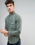 Abercrombie & Fitch Oxford Shirt Button Down Pocket And Embroid Muscle Slim Fit In Olive - Green