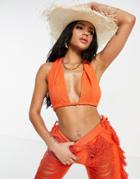 Thrifts + Threads Twist Multiway Crop Top With Tie Detail In Orange