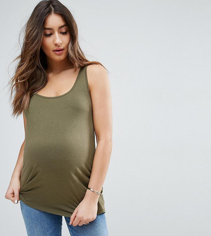 Asos Maternity Ultimate Tank In Long Line - Green
