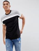 Asos Design T-shirt With Color Block In Black - Black