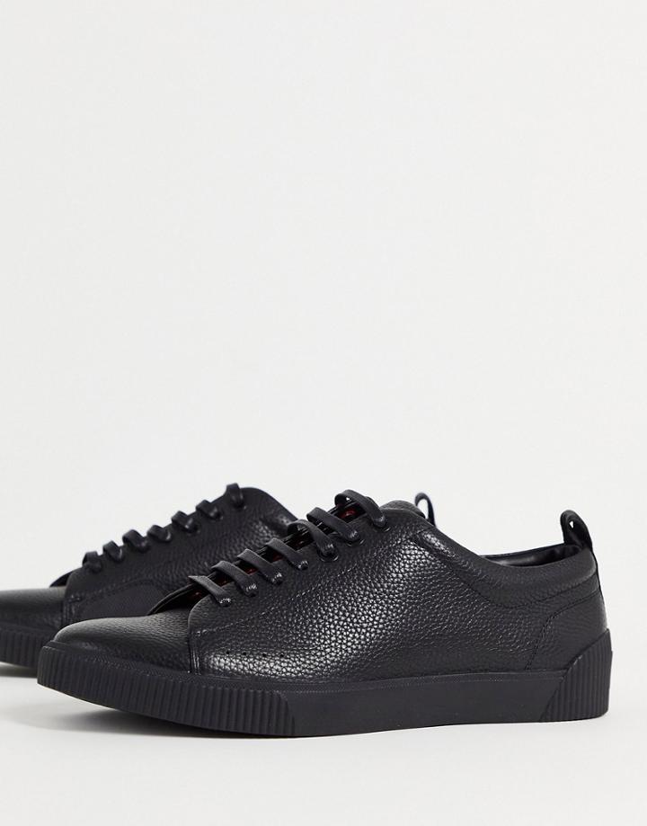 Hugo Zero Low Top Leather Sneakers In Black