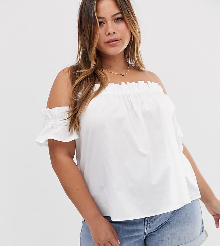 Asos Design Curve Off The Shoulder Cotton Sun Top - White