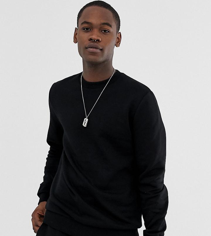 Asos Design Tall Sweatshirt In Black - Black