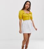 Asos Design Petite Mini Skirt With Box Pleats - White