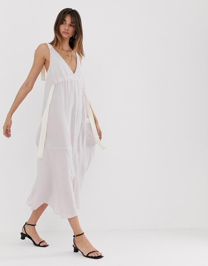 Asos Design Trapeze Drawstring Maxi Dress-purple