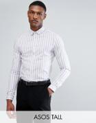 Asos Tall Smart Skinny Stripe Shirt In Purple - Purple