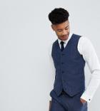 Asos Tall Wedding Super Skinny Suit Vest In Petrol Blue Herringbone - Blue