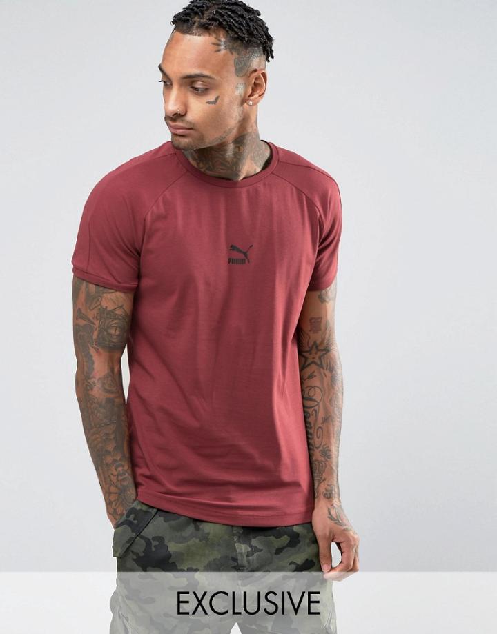 Puma T7 Logo Muscle Fit T-shirt In Red 57443302 - Red