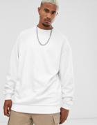 Asos Design Oversized Longline Sweatshirt In White