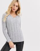 Lipsy Lounge Knitted Top In Gray