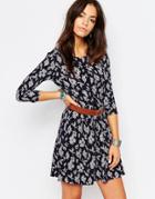 Esprit All Over Floral Print Swing Dress - Navy
