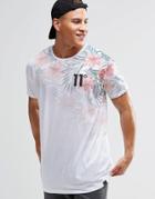 11 Degrees T-shirt With Tropical Floral Print - White
