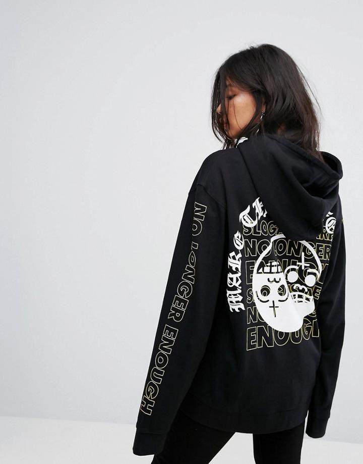 Cheap Monday Ying Yang Skull Print Hoody - Black