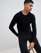 Jack & Jones Essentials Crew Neck Sweater In Texture-black