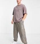 Collusion Oversized Sweatpants With Embroidered Logo In Tie Dye - Part Of A Set-gray