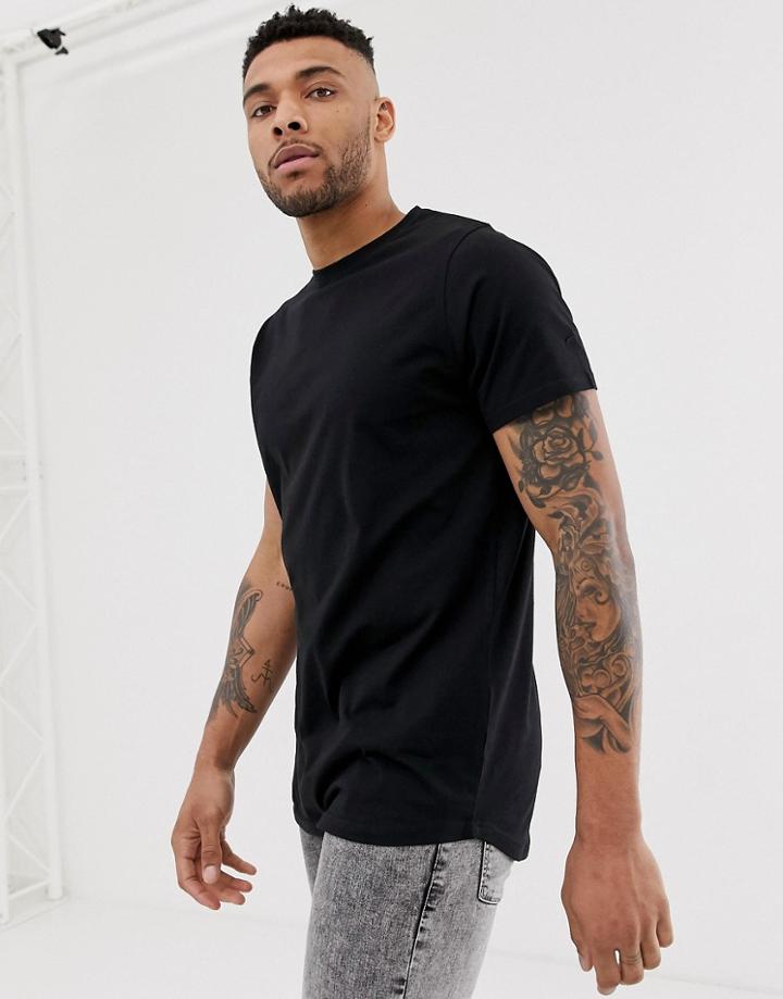 Soul Star Longline T-shirt In Black