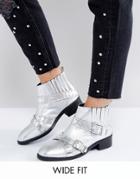 Asos Ashes Wide Fit Studded Leather Ankle Boots - Silver