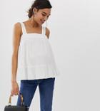 Asos Design Maternity Square Neck Cami In Seersucker Sun Top - White