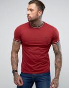 Fred Perry Slim Fit Crew Neck Twin Tipped T-shirt Red - Red