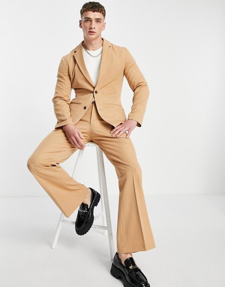 Asos Design Skinny Suit Jacket In Camel-neutral