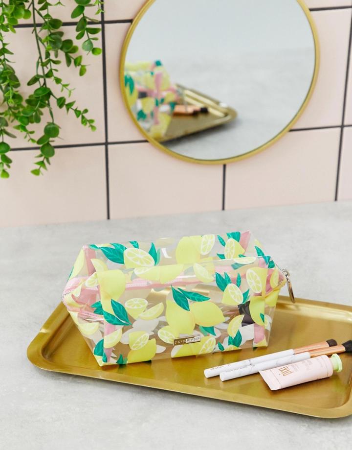 Skinnydip Life & Lemons Makeup Bag-yellow