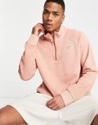 Reebok Classics Natural Dye Half Zip Sweatshirt In Pink-orange