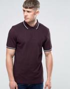 Fred Perry Polo Shirt With Tipping In Mahogany - Red