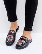 New Look Floral Embroidered Loafer Mule - Black