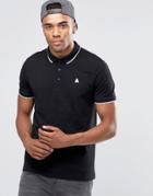 Asos Pique Polo Shirt With Tipped Collar And Logo In Black - Black