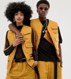 Collusion X Everyone Together Unisex Canvas Utility Vest In Mustard - Yellow
