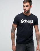 Schott Logo T-shirt In Black - Black