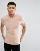 Asos Extreme Muscle Polo In Jersey - Beige