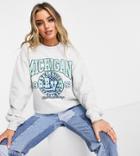 Reclaimed Vintage Inspired Sweatshirt With Michigan Print In Gray Heather