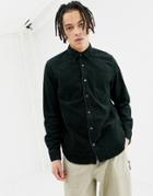 Pull & Bear Cord Shirt In Dark Green - Green