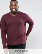 Asos Plus Long Sleeve T-shirt With Crew Neck - Red