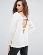 Missguided Open Back Sweater - White