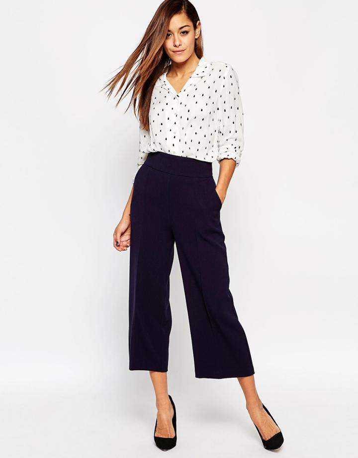 Asos Clean Tailored Culottes - Navy