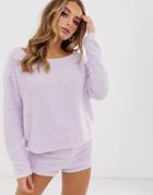 Asos Design Lounge Off Shoulder Sweat & Hot Pant - Black