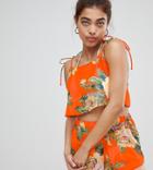 Boohoo Floral Print Cami Strap Beach Top - Orange