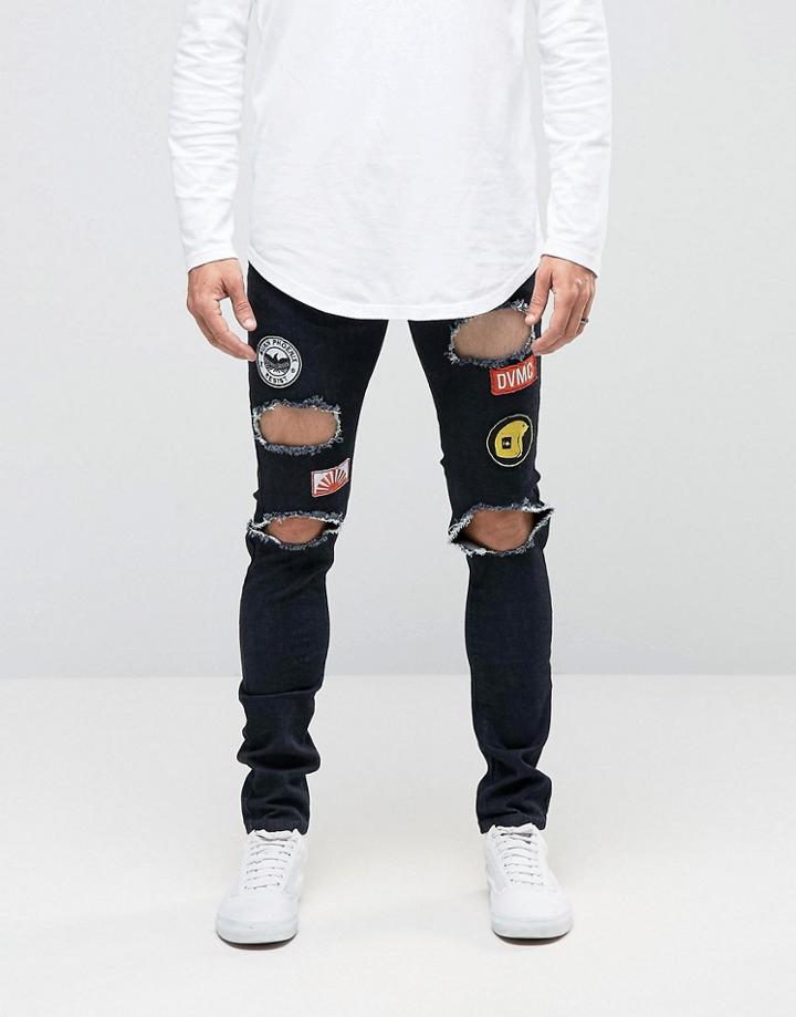 Dirty Denim Patch Distressed Indigo Jean - Navy